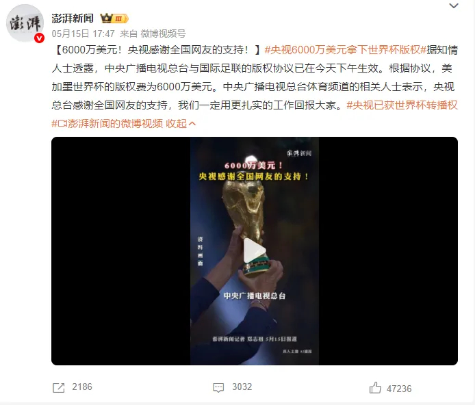 真赢麻了？世界杯版权在中国到底卖了多少钱